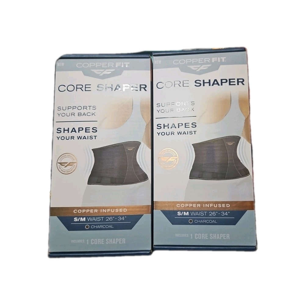COPPER FIT Core Shaper Women Charcoal S/M‎ Waist 25-34 Copper Infused 2 NIB